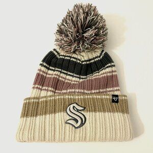 Seattle Kraken Beanie Toque Womens One Size Pom Pom NHL 47 Brand